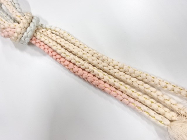 JAPANESE KIMONO / HAND-TIED OBIJIME CORD / SILK